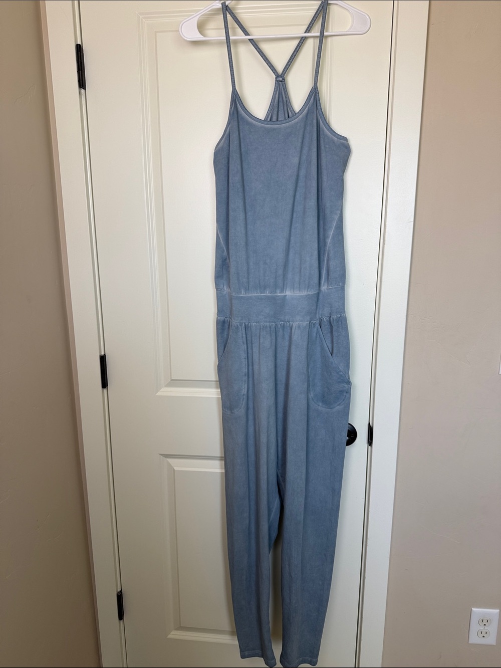 Ripple | Light Blue Women's Strappy Relaxed Jumpsuit with Pockets | XL